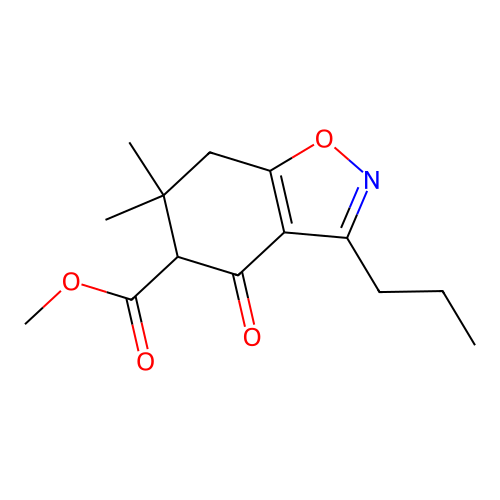 Methyl 6,6-dimethyl-4-oxo-3-propyl-4,5,6,7-tetrahydro-1,2-benzisoxazole-5-carboxylate structure