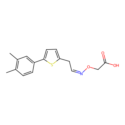 Acetic acid, (((1-(5-(3,4-dimethylphenyl)-2-thienyl)ethylidene)amino)oxy)- structure