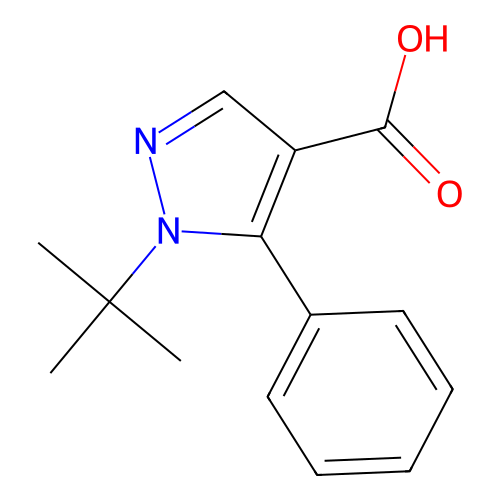 1-tert-butyl-5-phenyl-1H-pyrazole-4-carboxylic acid structure