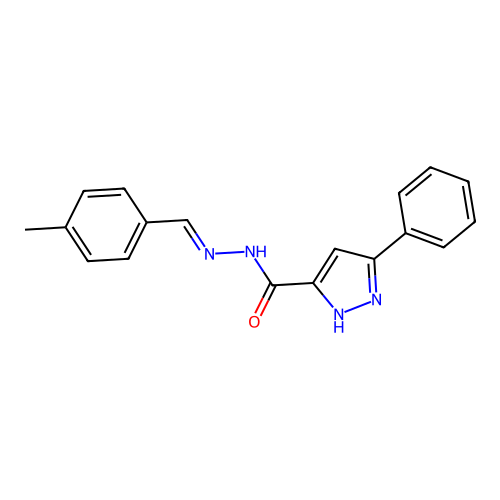 (E)-N'-(4-methylbenzylidene)-3-phenyl-1H-pyrazole-5-carbohydrazide structure