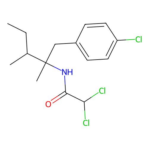 2,2-dichloro-N-[1-(4-chlorophenyl)-2,3-dimethylpentan-2-yl]acetamide structure