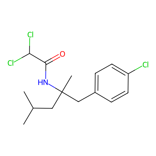 2,2-dichloro-N-[1-(4-chlorophenyl)-2,4-dimethylpentan-2-yl]acetamide structure