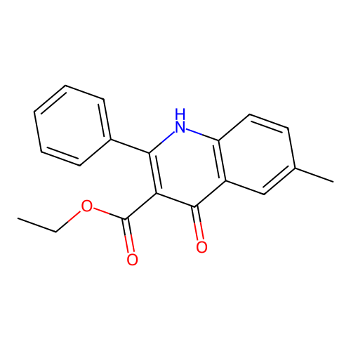 3-Quinolinecarboxylic acid, 4-hydroxy-6-methyl-2-phenyl-, ethyl ester structure