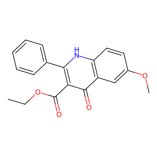 3-Quinolinecarboxylic acid, 4-hydroxy-6-methoxy-2-phenyl-, ethyl ester structure