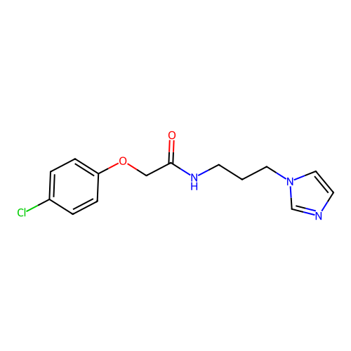 2-(4-chlorophenoxy)-N-[3-(1H-imidazol-1-yl)propyl]acetamide structure