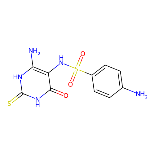 4-amino-N-(6-amino-4-oxo-2-sulfanylidene-1H-pyrimidin-5-yl)benzenesulfonamide structure