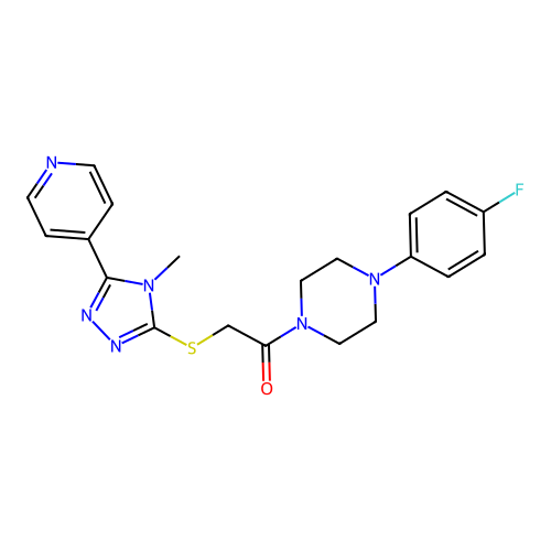 1-[4-(4-fluorophenyl)piperazin-1-yl]-2-[(4-methyl-5-pyridin-4-yl-1,2,4-triazol-3-yl)sulfanyl]ethanone structure