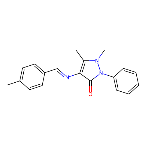(E)-1,5-dimethyl-4-((4-methylbenzylidene)amino)-2-phenyl-1H-pyrazol-3(2H)-one structure