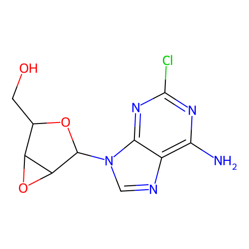 9-(2,3-anhydropentofuranosyl)-2-chloro-9H-purin-6-amine structure