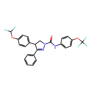 4-[4-(DIFLUOROMETHOXY)PHENYL]-3-PHENYL-N-[4-(TRIFLUOROMETHOXY)PHENYL]-4,5-DIHYDRO-1H-PYRAZOLE-1-CARBOXAMIDE structure