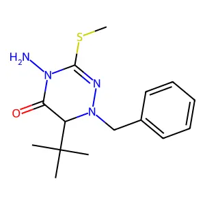 1,2,4-Triazin-5(4H)-one, 4-amino-6-(1,1-dimethylethyl)-1,6-dihydro-3-(methylthio)-1-(phenylmethyl)- structure