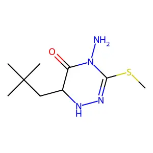 1,2,4-Triazin-5(4H)-one, 4-amino-6-(2,2-dimethylpropyl)-1,6-dihydro-3-(methylthio)- structure