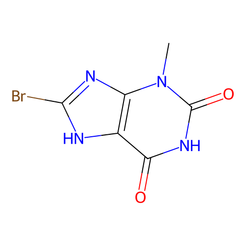 8-bromo-3-methyl-3,7-dihydro-1H-purine-2,6-dione structure