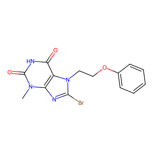 8-Bromo-3-methyl-7-(2-phenoxy-ethyl)-3,7-dihydro-purine-2,6-dione structure