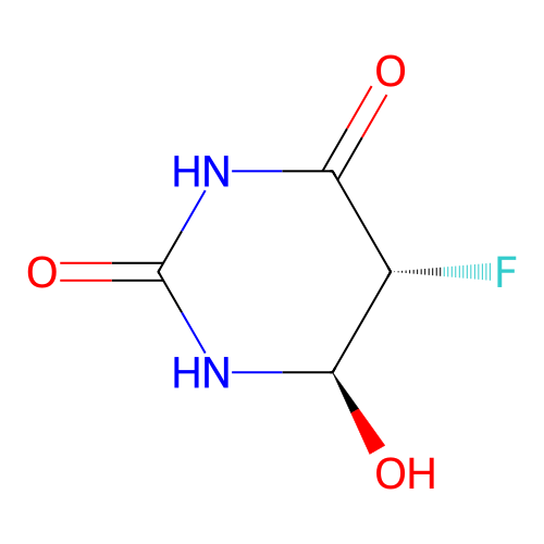 (5R,6R)-5-Fluoro-6-hydroxydihydropyrimidine-2,4(1H,3H)-dione structure
