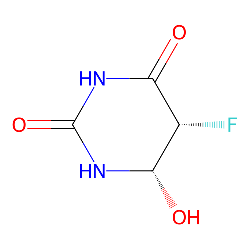 (5R,6S)-5-fluoro-6-hydroxy-1,3-diazinane-2,4-dione structure