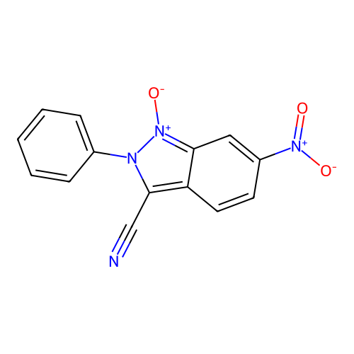 3-Cyano-6-nitro-2-phenyl-2H-indazole 1-oxide structure