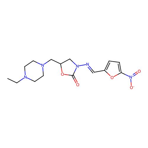 5-[(4-ethylpiperazin-1-yl)methyl]-3-[(E)-(5-nitrofuran-2-yl) structure