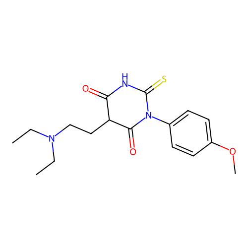 5-(2-(Diethylamino)ethyl)-1-(p-methoxyphenyl)-2-thiobarbituric acid structure