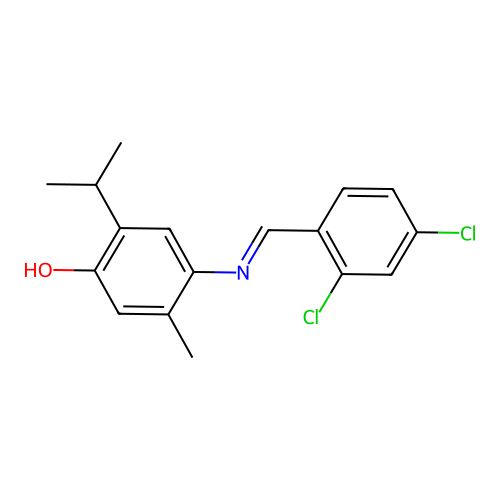 4-{[(e)-(2,4-Dichlorophenyl)methylidene]amino}-5-methyl-2-(propan-2-yl)phenol structure