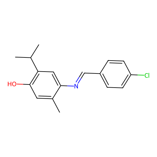 4-[(4-Chlorophenyl)methylideneamino]-5-methyl-2-propan-2-ylphenol structure