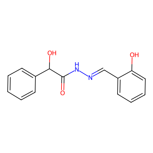 Hydroxy-N-[(2-hydroxyphenyl)methylidene](phenyl)ethanehydrazonic acid structure