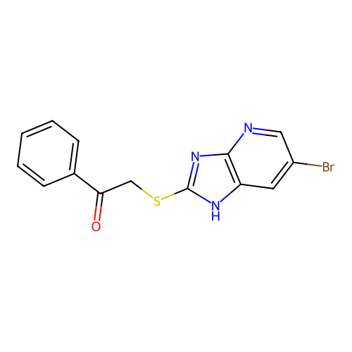 2-[(6-bromo-1H-imidazo[4,5-b]pyridin-2-yl)sulfanyl]-1-phenylethanone structure