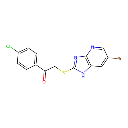 2-[(6-bromo-1H-imidazo[4,5-b]pyridin-2-yl)sulfanyl]-1-(4-chlorophenyl)ethanone structure