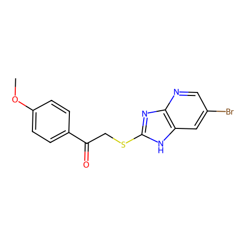 2-[(6-bromo-3H-imidazo[4,5-b]pyridin-2-yl)sulfanyl]-1-(4-methoxyphenyl)ethanone structure