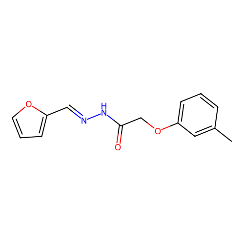 N-(furan-2-ylmethylideneamino)-2-(3-methylphenoxy)acetamide structure