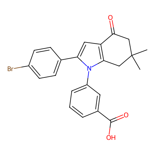3-[2-(4-bromophenyl)-6,6-dimethyl-4-oxo-5,7-dihydroindol-1-yl]benzoic Acid structure