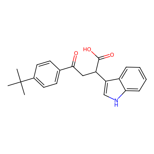 4-(4-tert-butylphenyl)-2-(1H-indol-3-yl)-4-oxobutanoic acid structure