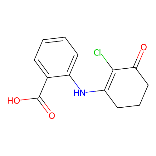 2-[(2-Chloro-3-oxocyclohex-1-en-1-yl)amino]benzoic acid structure