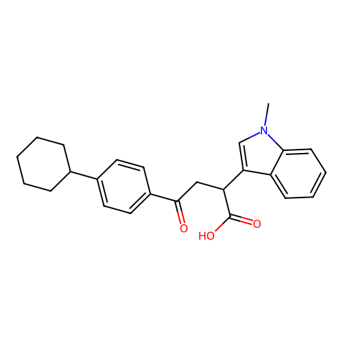 4-(4-Cyclohexylphenyl)-2-(1-methylindol-3-yl)-4-oxobutanoic acid structure