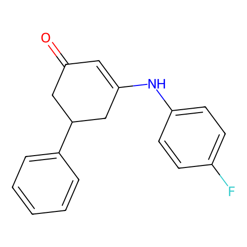 3-[(4-Fluorophenyl)amino]-5-phenylcyclohex-2-en-1-one structure