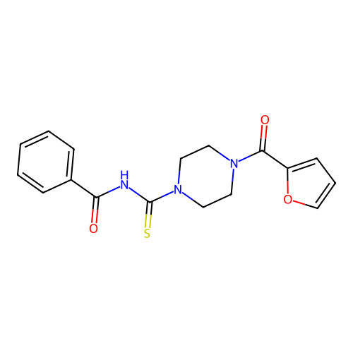 N-[4-(furan-2-carbonyl)piperazine-1-carbothioyl]benzamide structure