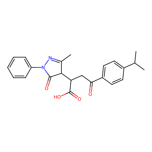 4-(4-(Isopropyl)phenyl)-2-(3-methyl-5-oxo-1-phenyl(2-pyrazolin-4-yl))-4-oxobutanoic acid structure