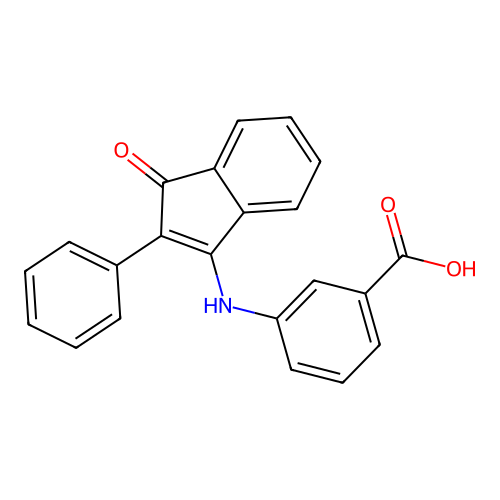 3-[(3-Oxo-2-phenylinden-1-yl)amino]benzoic acid structure