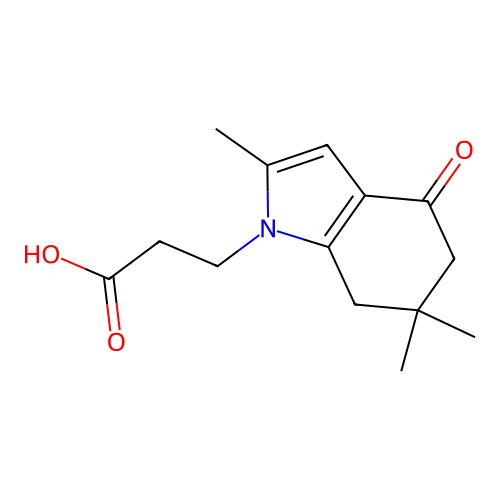 3-(2,6,6-Trimethyl-4-oxo-5,6,7-trihydroindolyl)propanoic acid structure