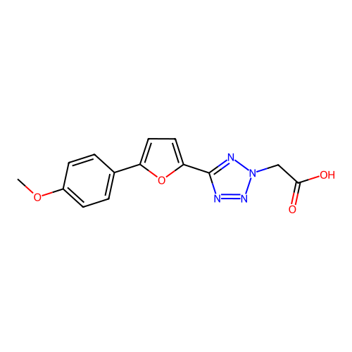2H-Tetrazole-2-acetic acid, 5-(5-(4-methoxyphenyl)-2-furanyl)- structure