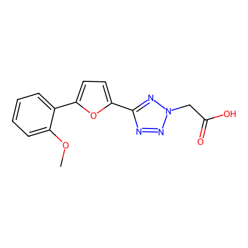 2H-Tetrazole-2-acetic acid, 5-(5-(2-methoxyphenyl)-2-furanyl)- structure