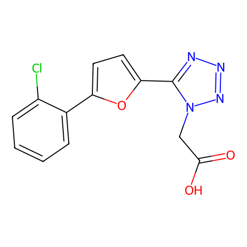 1H-Tetrazole-1-acetic acid, 5-(5-(2-chlorophenyl)-2-furanyl)- structure