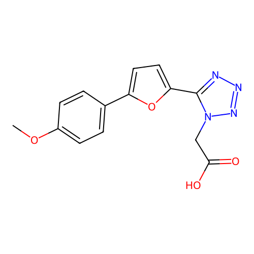 1H-Tetrazole-1-acetic acid, 5-(5-(4-methoxyphenyl)-2-furanyl)- structure