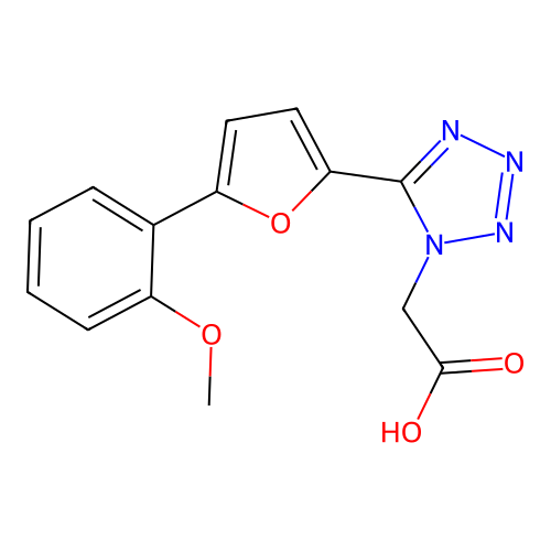 1H-Tetrazole-1-acetic acid, 5-(5-(2-methoxyphenyl)-2-furanyl)- structure