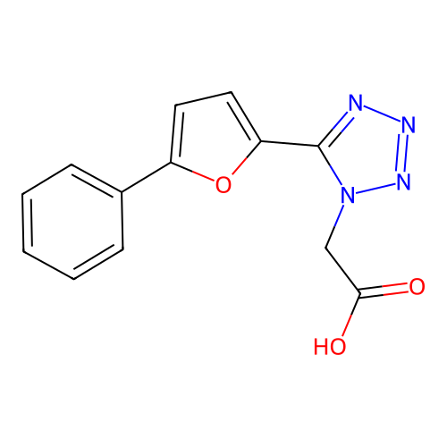 1H-Tetrazole-1-acetic acid, 5-(5-phenyl-2-furanyl)- structure