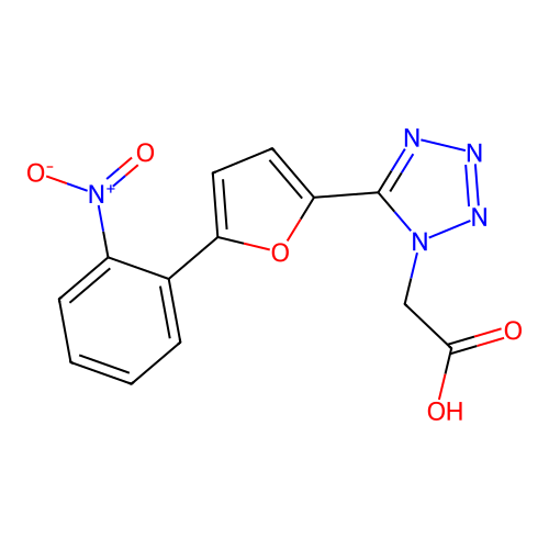 1H-Tetrazole-1-acetic acid, 5-(5-(2-nitrophenyl)-2-furanyl)- structure