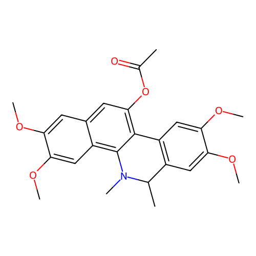 (2,3,8,9-tetramethoxy-5,6-dimethyl-6H-benzo[c]phenanthridin-11-yl) acetate structure
