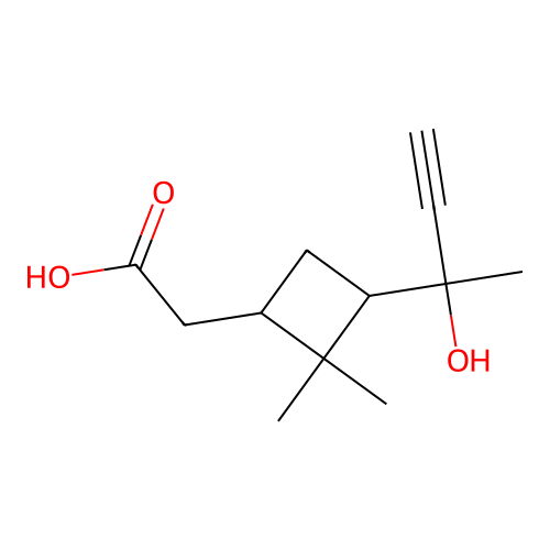 [3-(2-Hydroxybut-3-yn-2-yl)-2,2-dimethylcyclobutyl]acetic acid structure
