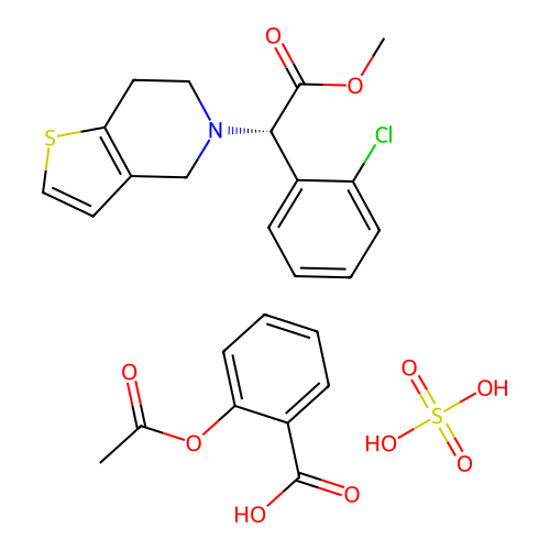 Aspirin mixture with clopidogrel sulfate structure