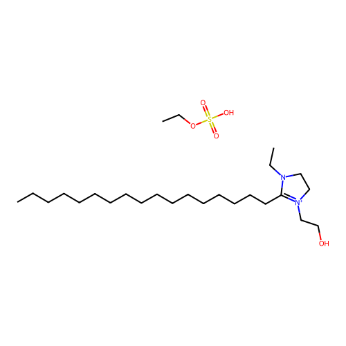 1-Ethyl-2-heptadecyl-4,5-dihydro-3-(2-hydroxyethyl)-1H-imidazoliumethyl sulphate structure